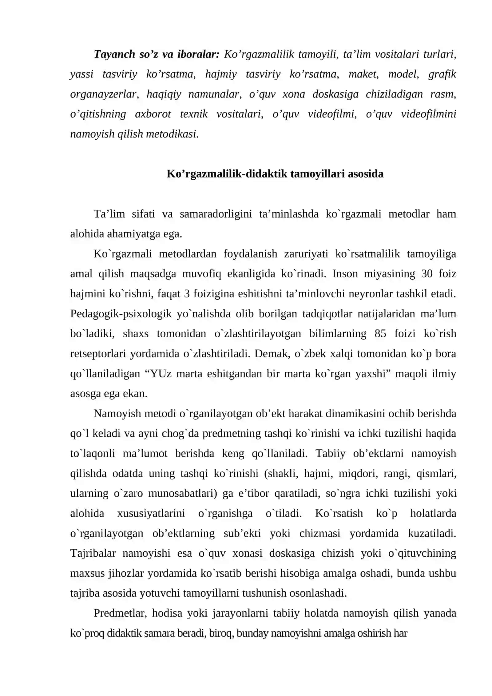 Ta’lim jarayonida ko’rgazmali vositalaridan foydalanish metodikasi 2