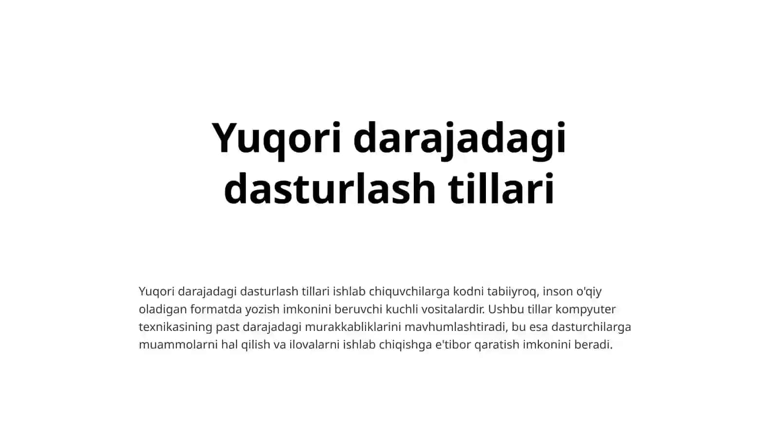 Zamonaviy dasturlash tillari 2