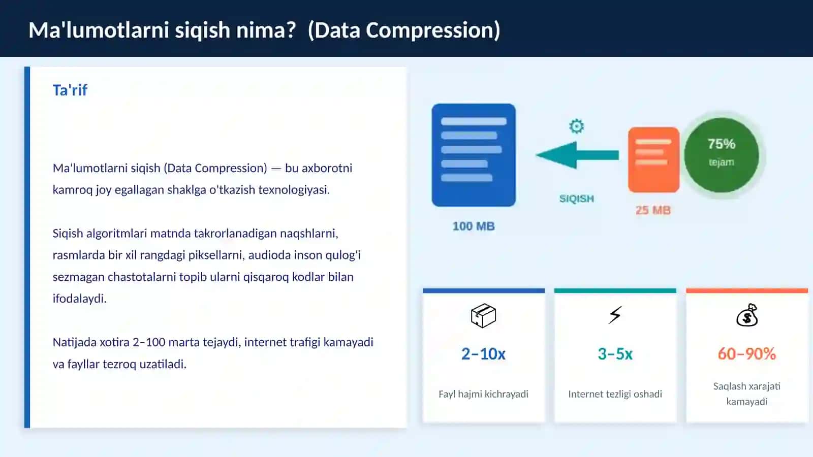 Ma'lumotlarni siqish(data compression) 2