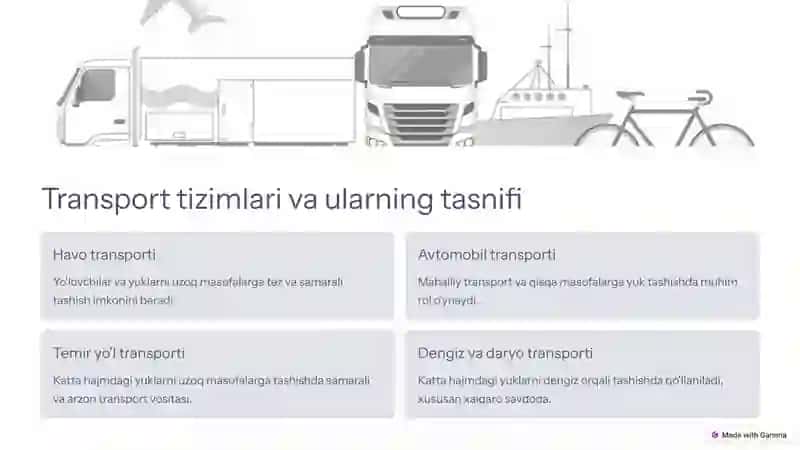 Transport tizimlari va ularning tasnifi 2