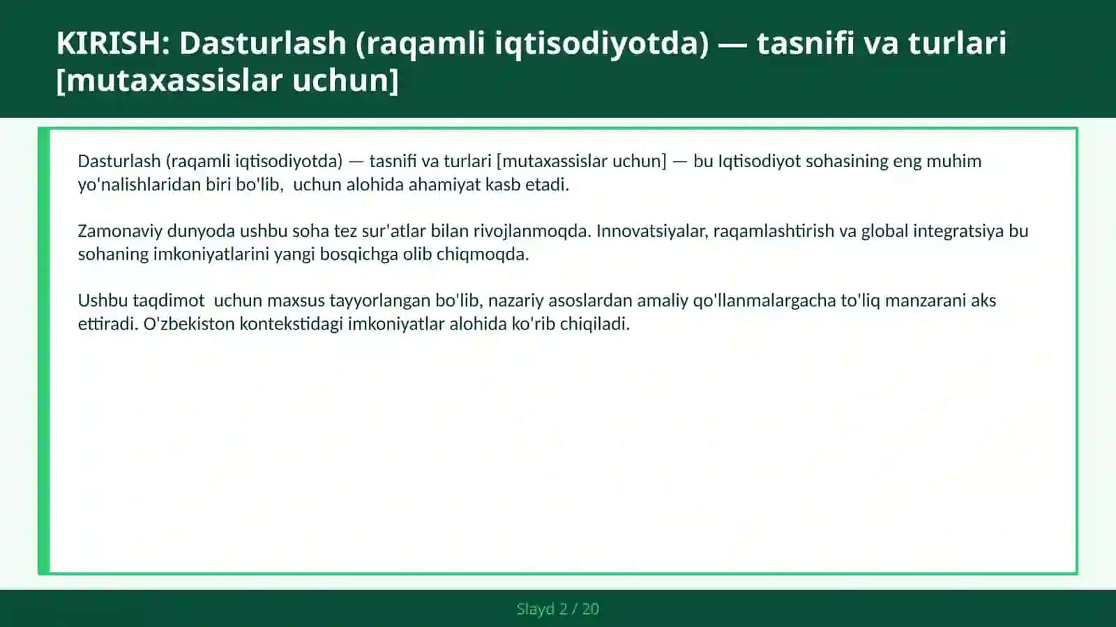 Dasturlash (raqamli iqtisodiyotda) — tasnifi va turlari [mutaxassislar uchun] 2