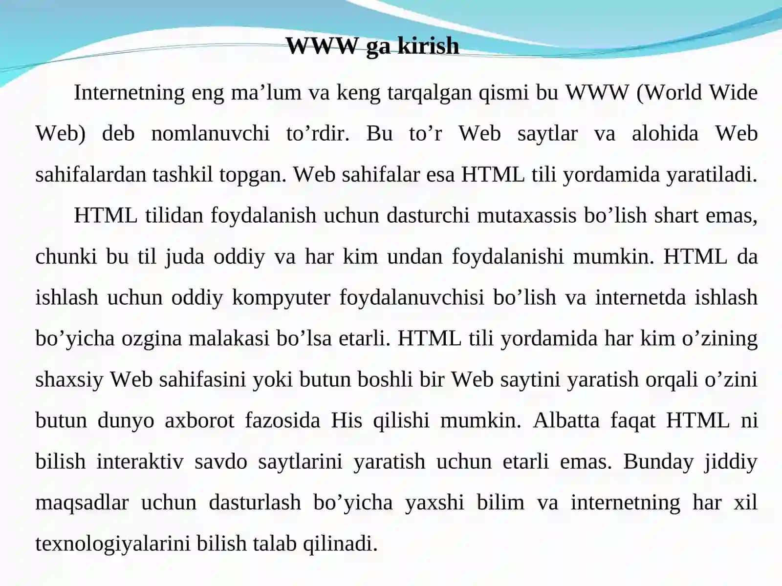 HTML TILI ASOSLARI 2