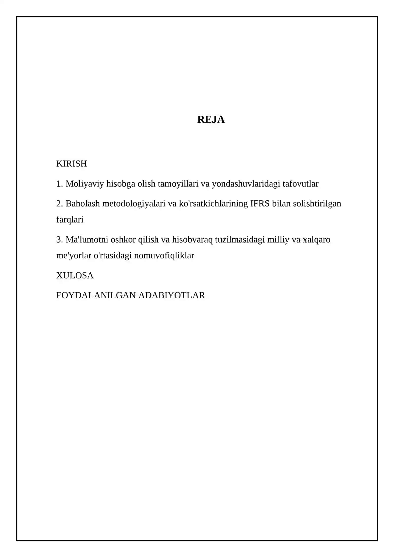 Qarzdorlik hisobvaraqlarining milliy standartlar va IFRS ortasidagi farqlar 2