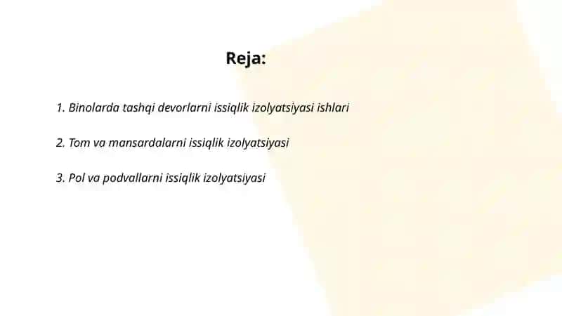 Issiqlik izolyatsiyasi ishlari 2