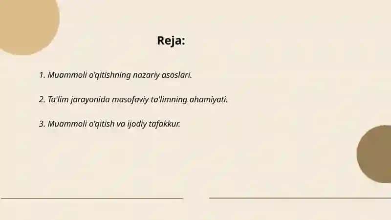 Muammoli o'qitishning nazariy asoslari 2