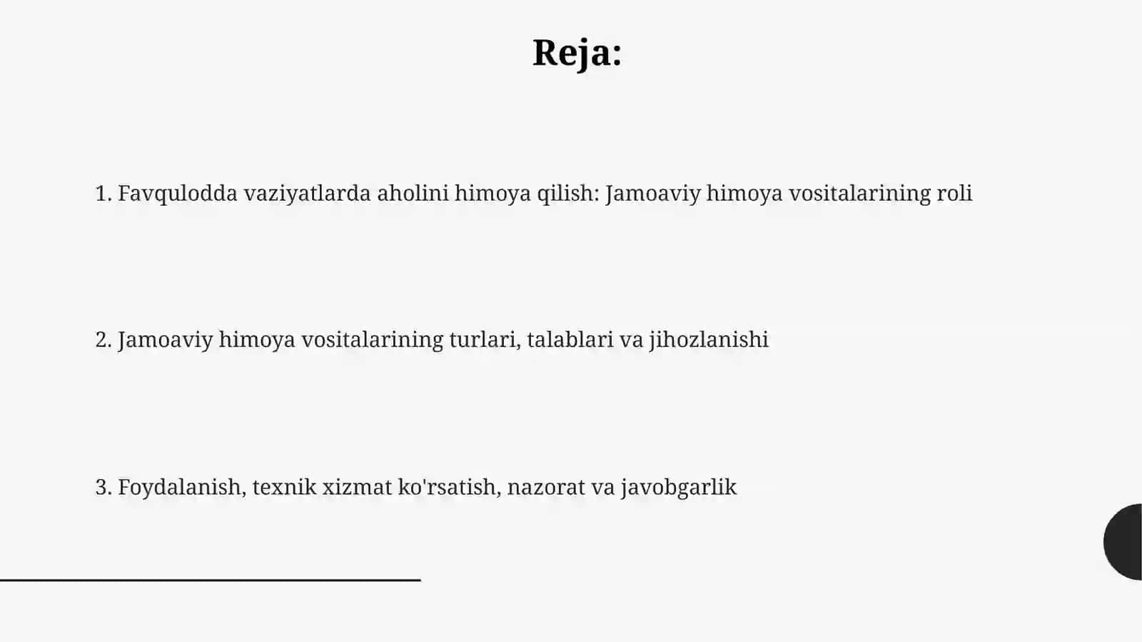 Mavzu: Favqulodda vaziyatlarda aholini muhofazalash. Jamoaviy himoya vositalari 2