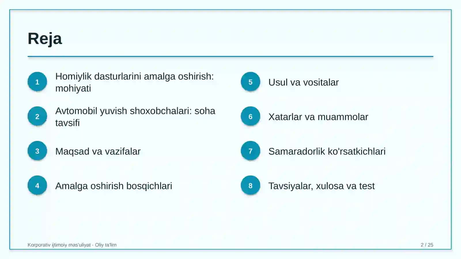 Avtomobil yuvish shoxobchalarida homiylik dasturlarini amalga oshirish 2