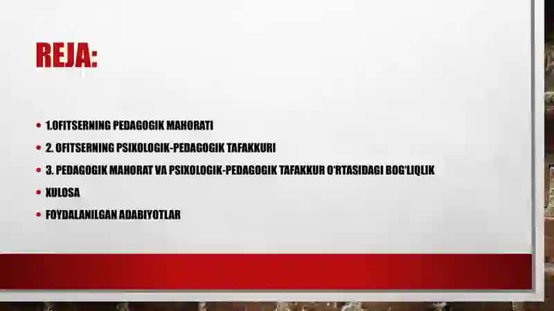 Ofitserning pedagogik mahorati va uning psixologik-pedagogik tafakkur 2