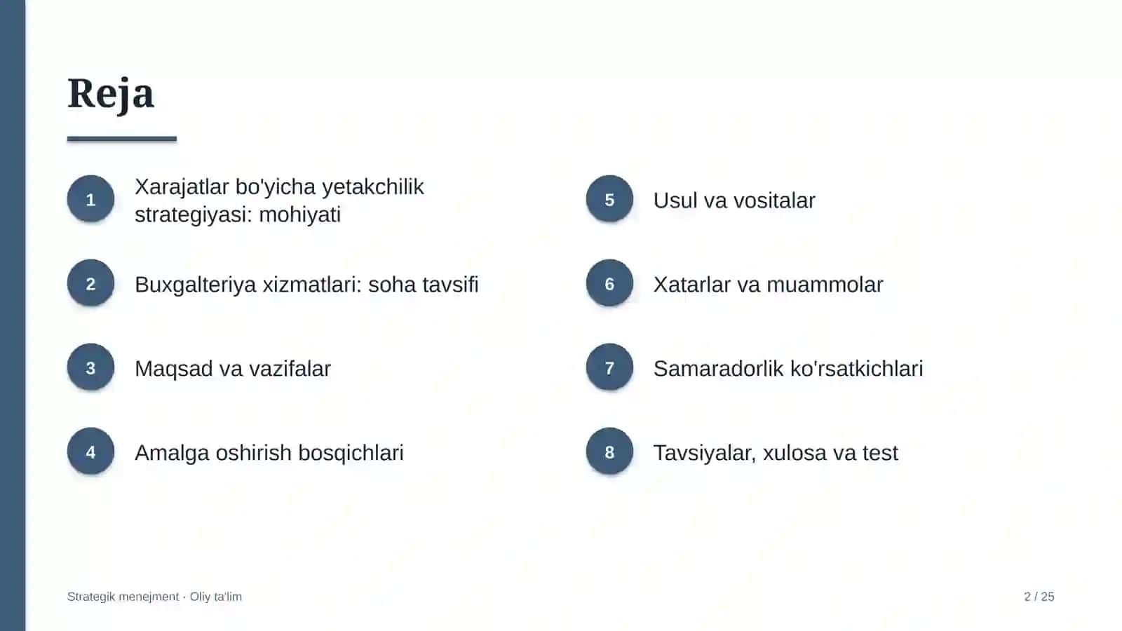 buxgalteriya xizmatlarida xarajatlar bo'yicha yetakchilik strategiyasini amalga oshirish 6809 2