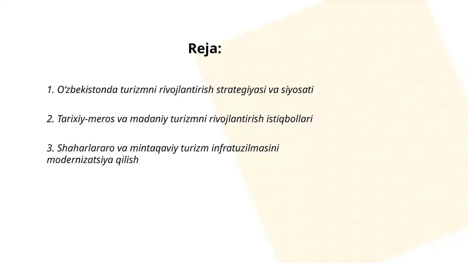 Oʻzbekistonda turizmni rivojlantirish va uning istiqbollari 2