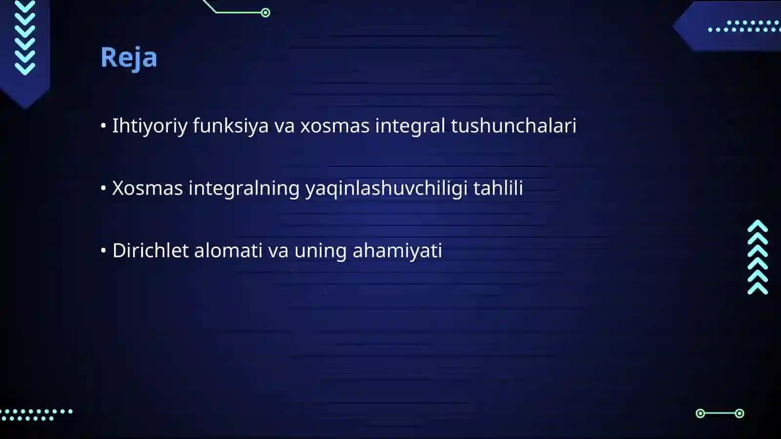 Ihtiyoriy funksiya va xosmas integral tushunchalari 2