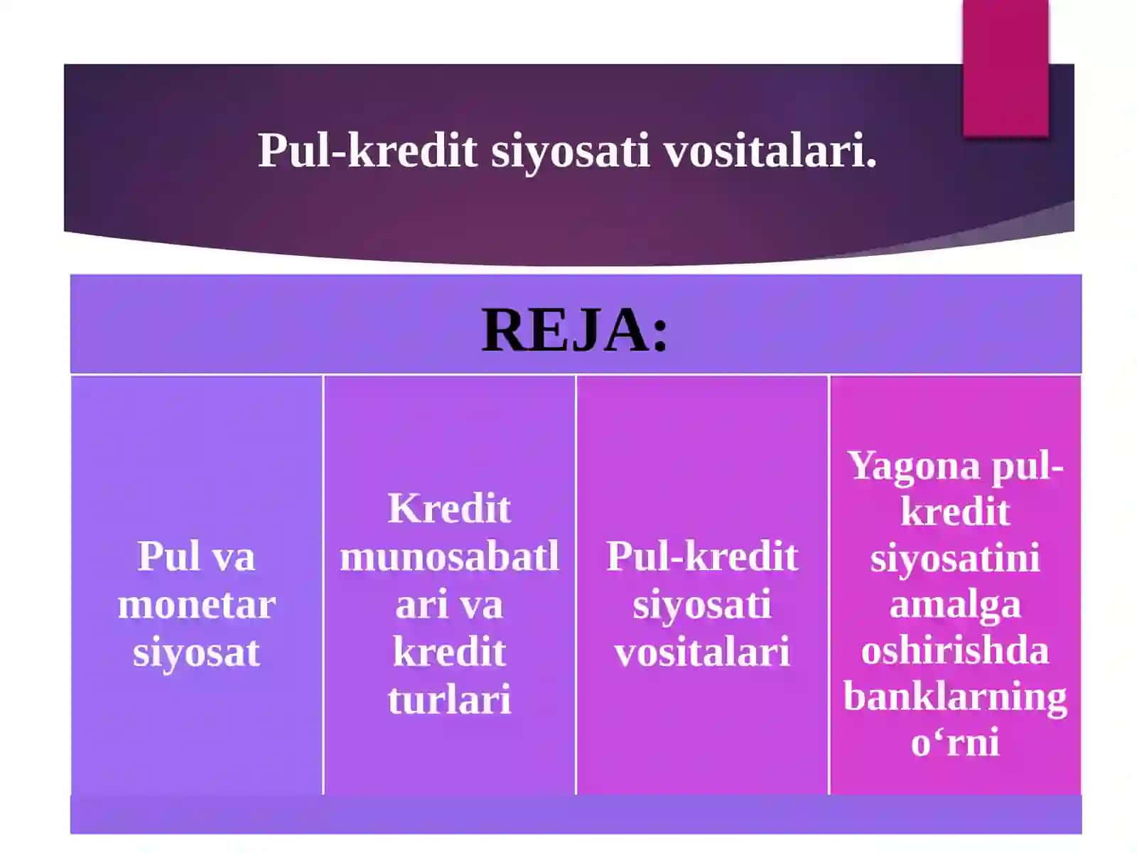 PUL-KREDIT SIYOSATI VOSITALARI 2