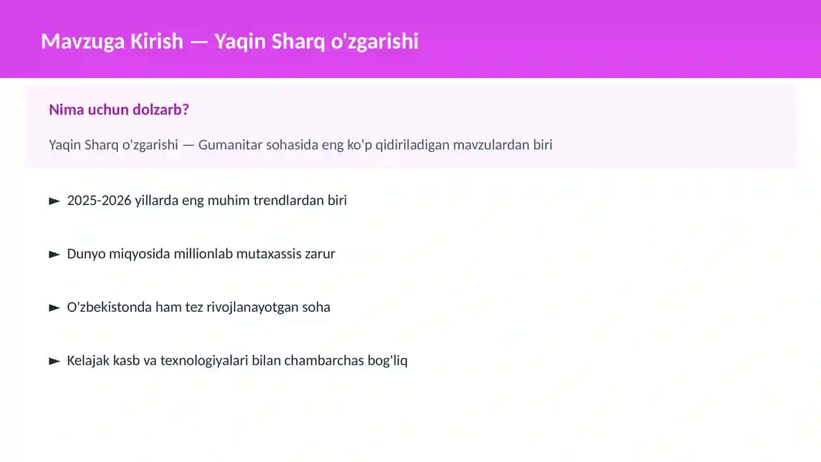 Yaqin Sharq o'zgarishi 2