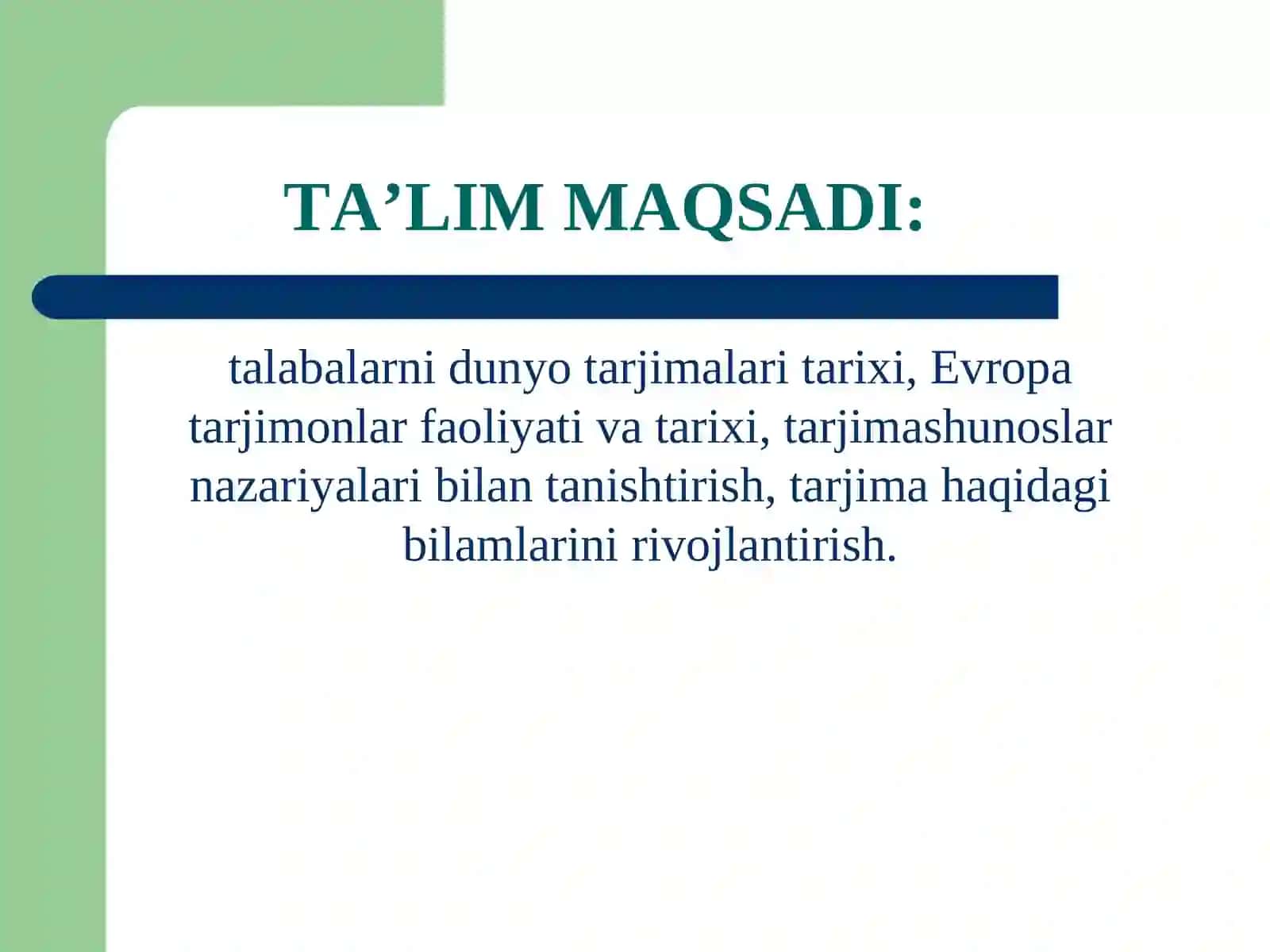 TARJIMONLIK FAOLIYATI TARIXI 2