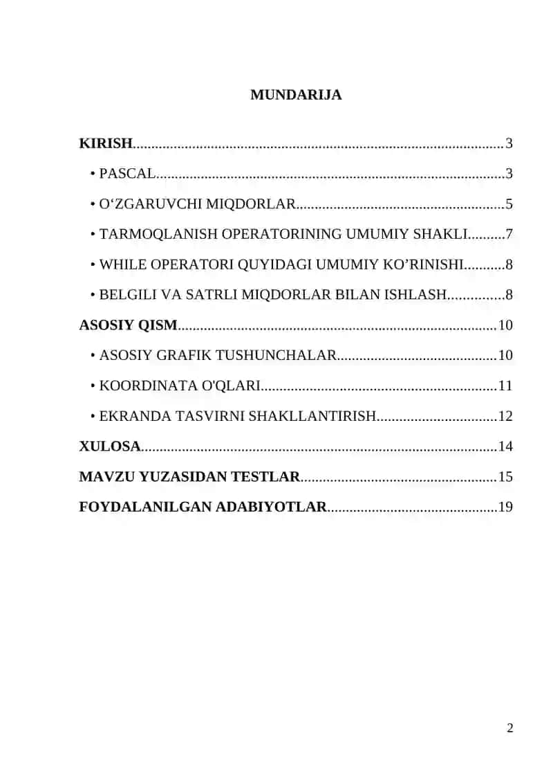 Paskal dasturlash tilida foydalanuvchi grafik interfeysi bilan ishlash 2