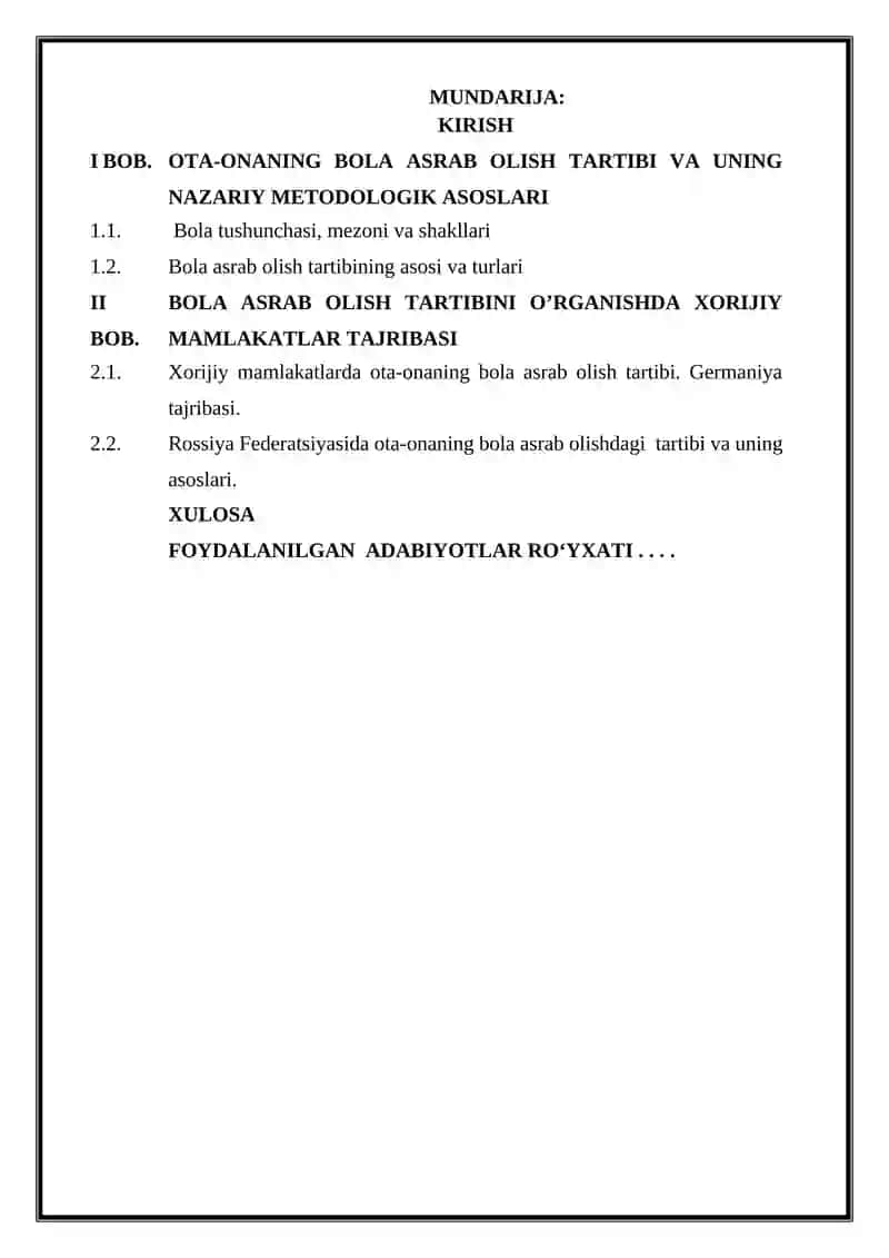 Ota-onaning bola asrab olish tartibi va uning nazariy metodologik asoslari 2