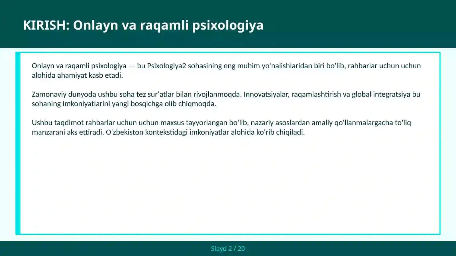 Onlayn va raqamli psixologiya 2
