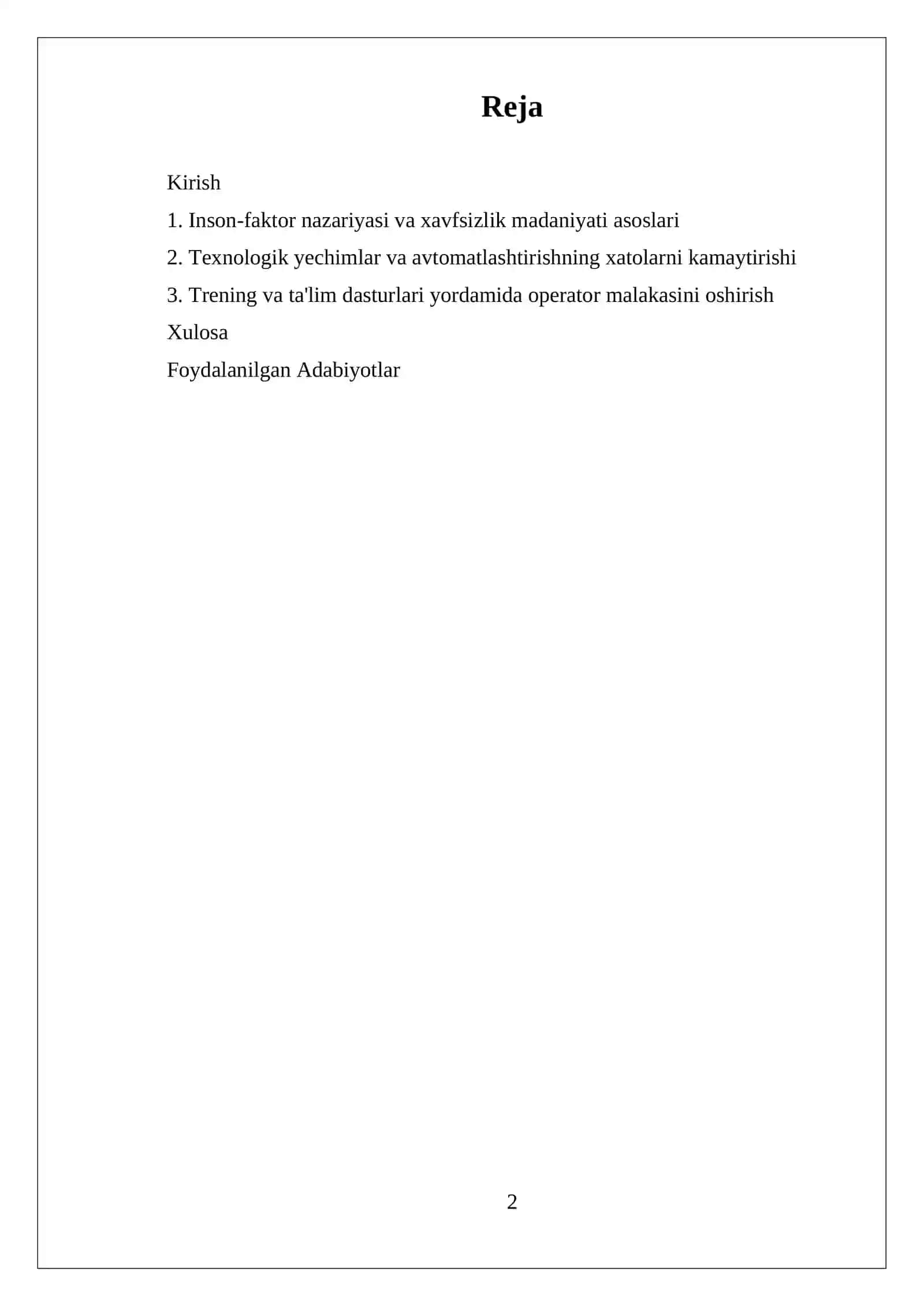 MUSTAQIL ISH OPERATOR TOMONIDAN XATOLARNI OLDINI OLINISHI 2