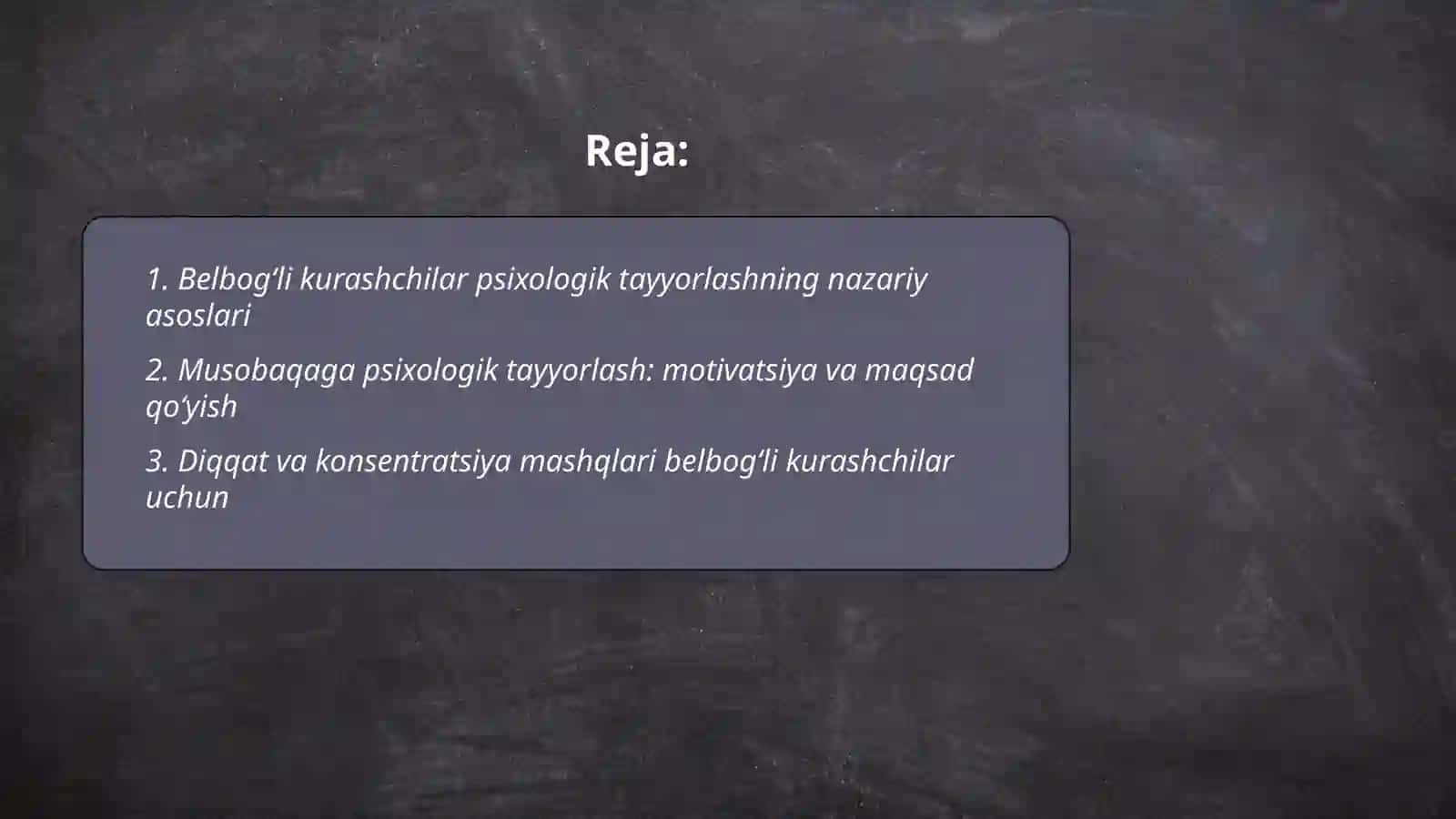 Belbogʻli kurashchilarni umumiy psixologik tayyorlash 2