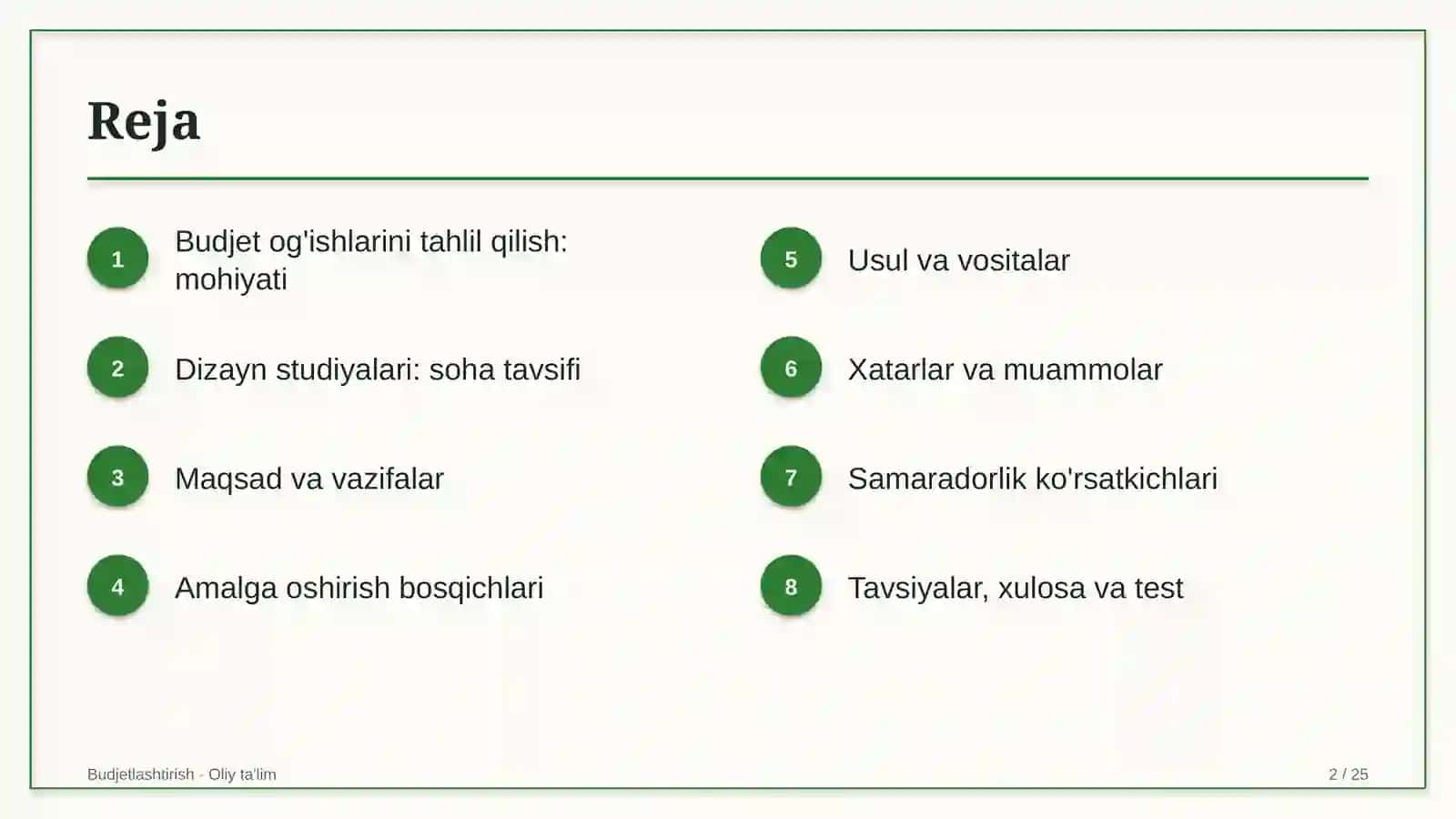Budjet og'ishlarini tahlil qilish: mohiyati 2