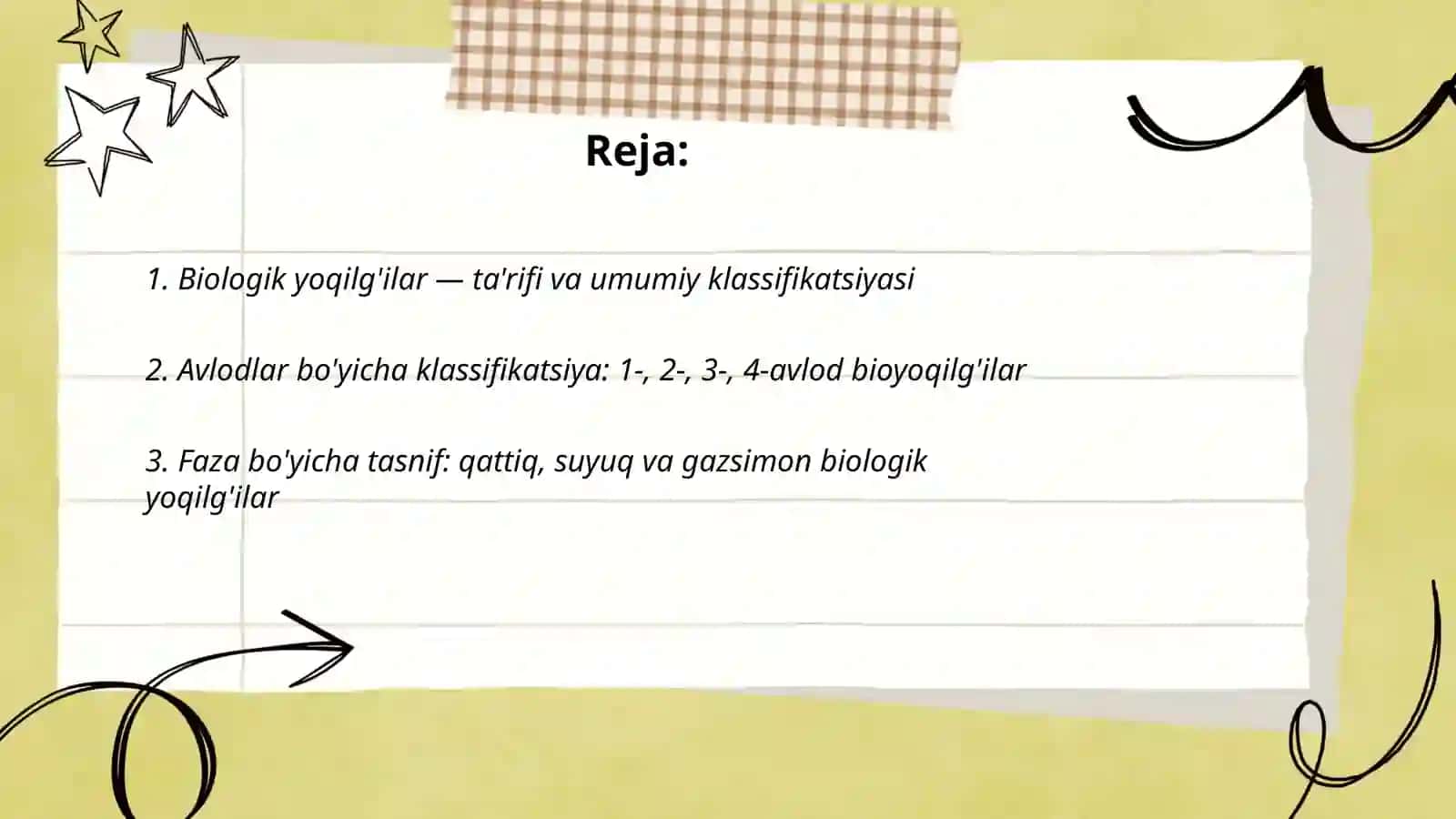 Biologik yoqilg'ilar va ularning klassifikatsiyasi 2
