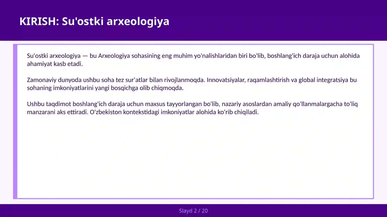 Su'ostki arxeologiya 2