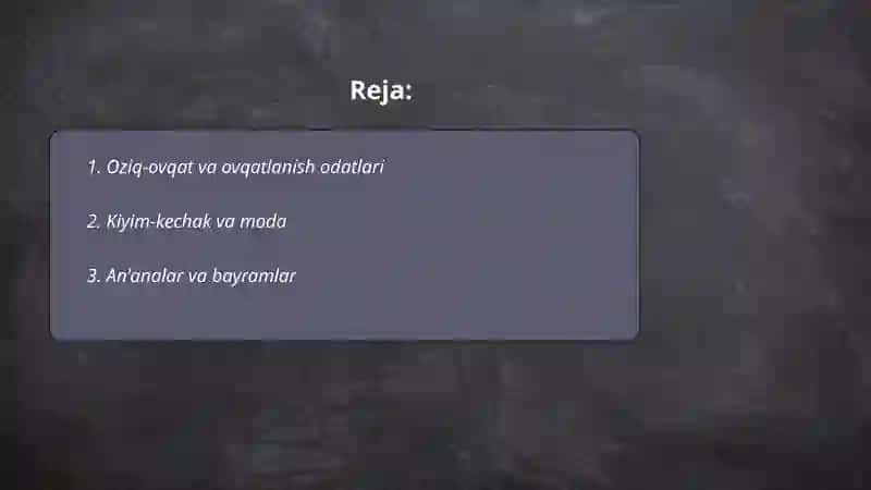 Oziq-ovqat va ovqatlanish odatlari 2
