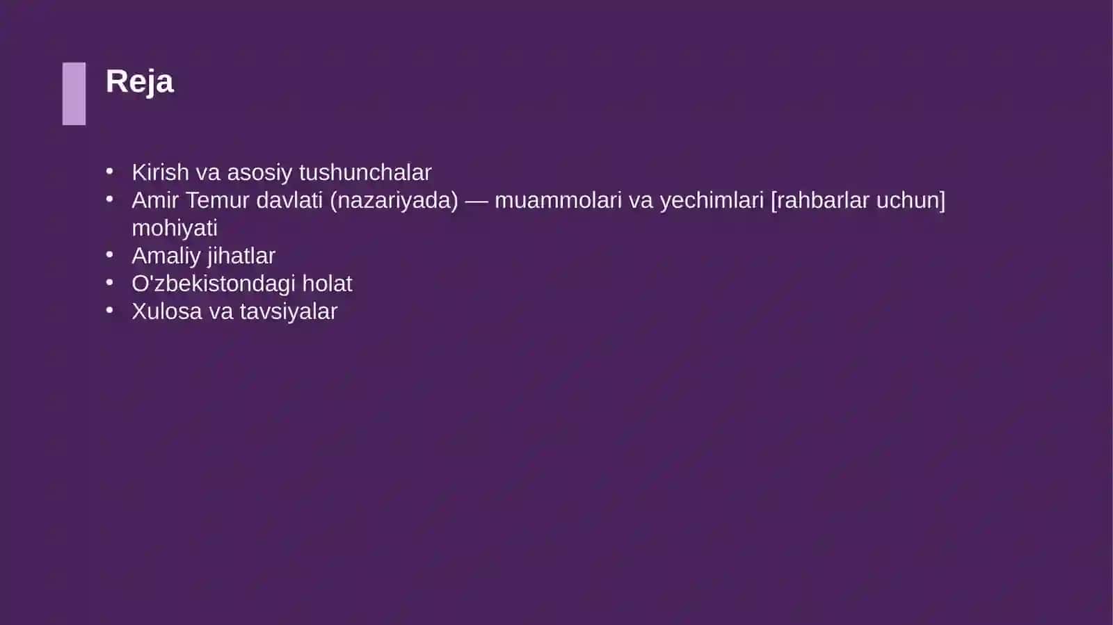 Amir Temur davlati (nazariyada) — muammolari va yechimlari [rahbarlar uchun] 2