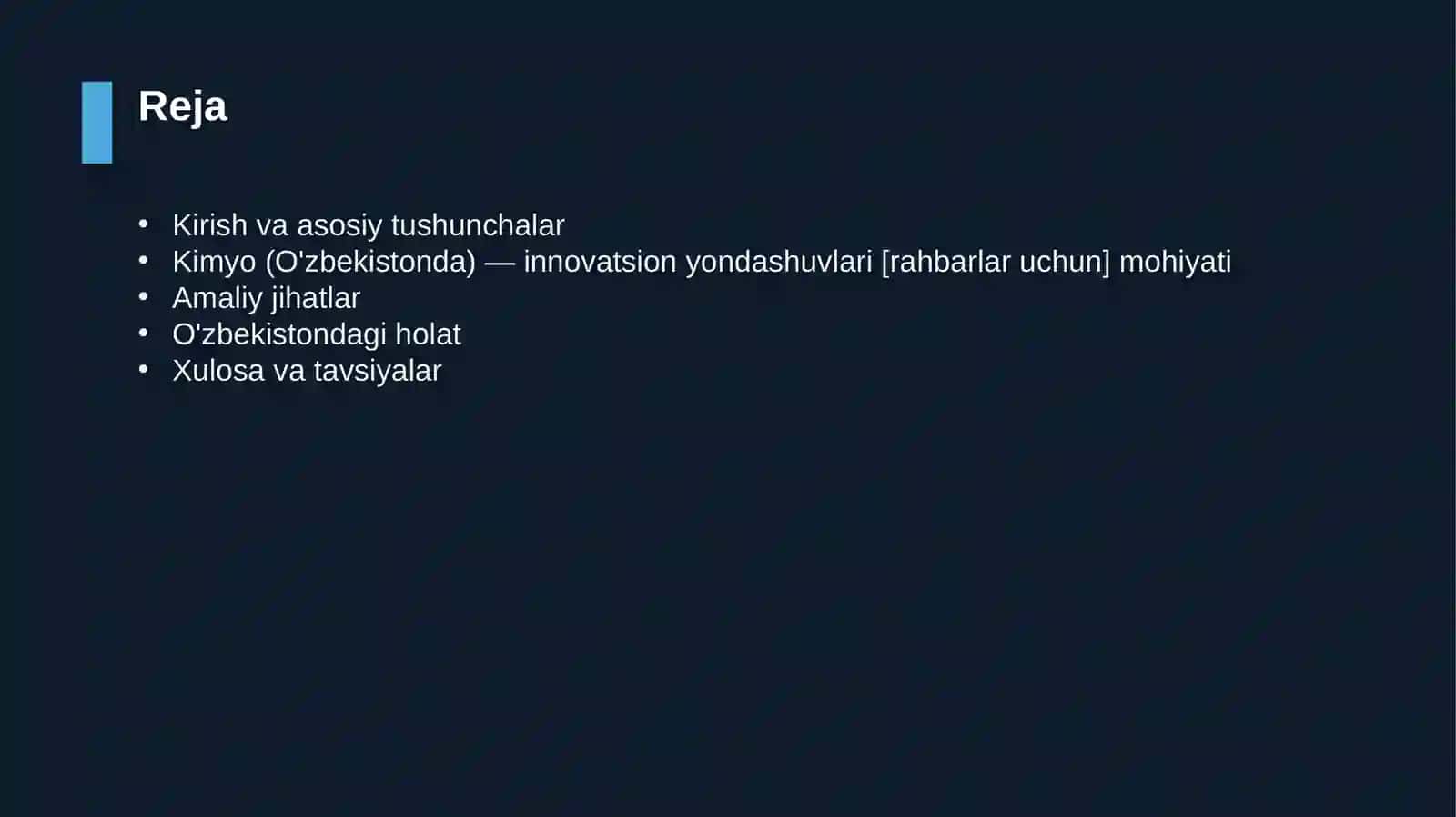Kimyo (O'zbekistonda) — innovatsion yondashuvlari [rahbarlar uchun] 2