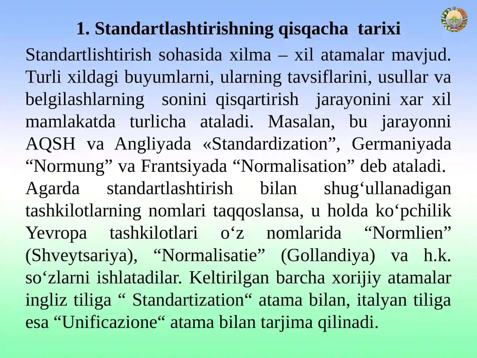 Standartlashtirishning asosiy maqsadi va vazifalari 2