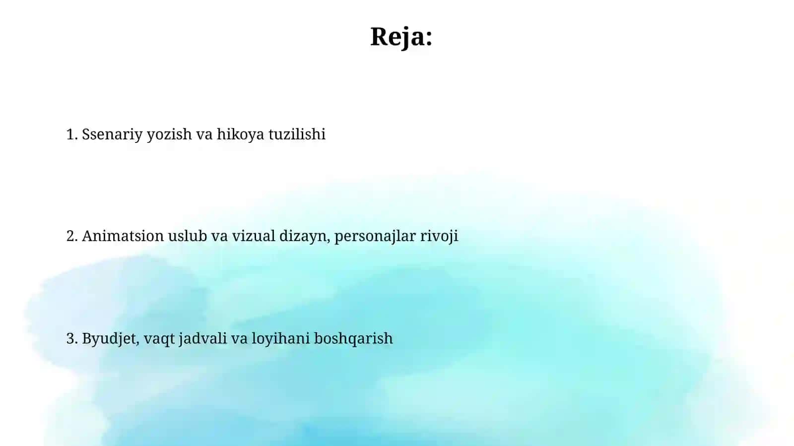 Animatorlik xizmatida madaniy, koʻngil ocharlardagi birlar ssenariysini tuzish 2