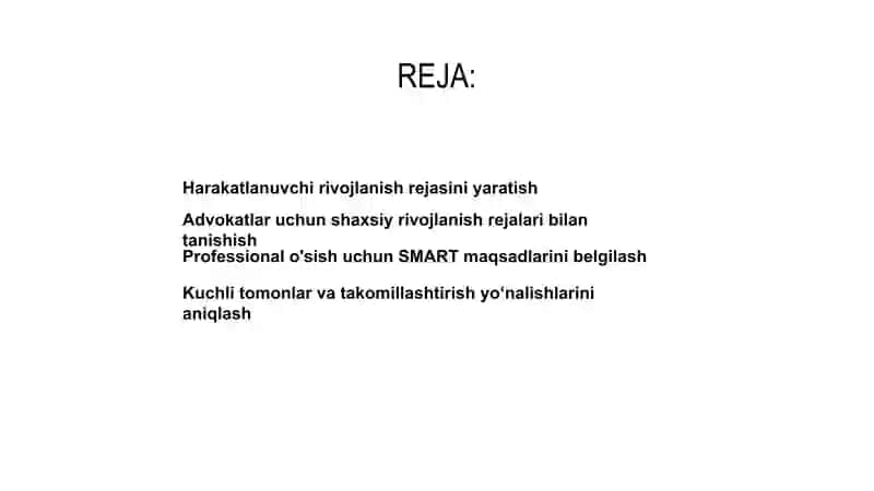 Huquqshunosning shaxsiy rivojlanish rejasi 2