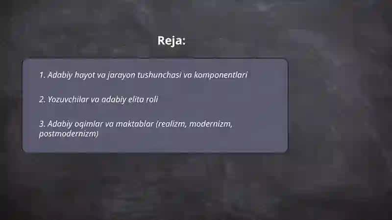 Adabiy hayot va jarayon 2