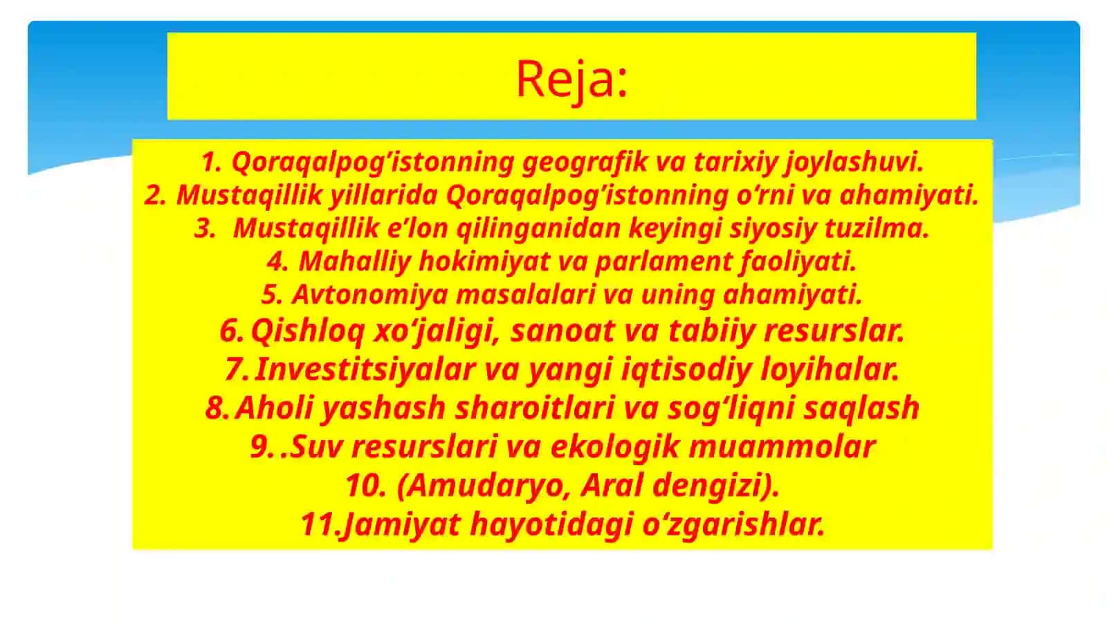Qoraqalpog'iston tarixi va geografiyasi 2