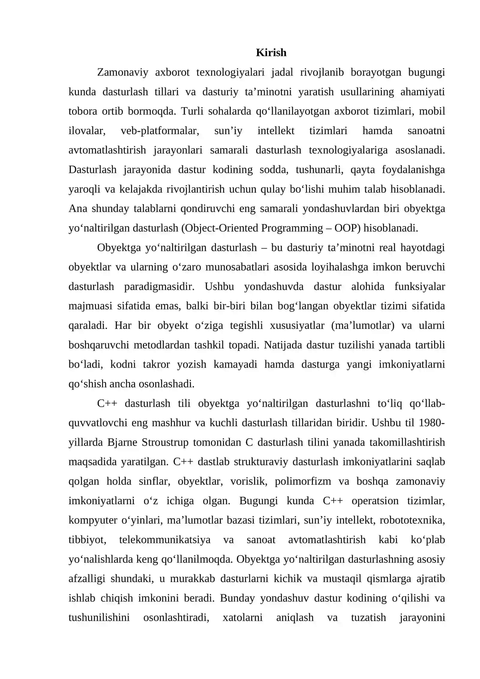 C++ da obyektga yo‘naltirilgan dasturlash 2