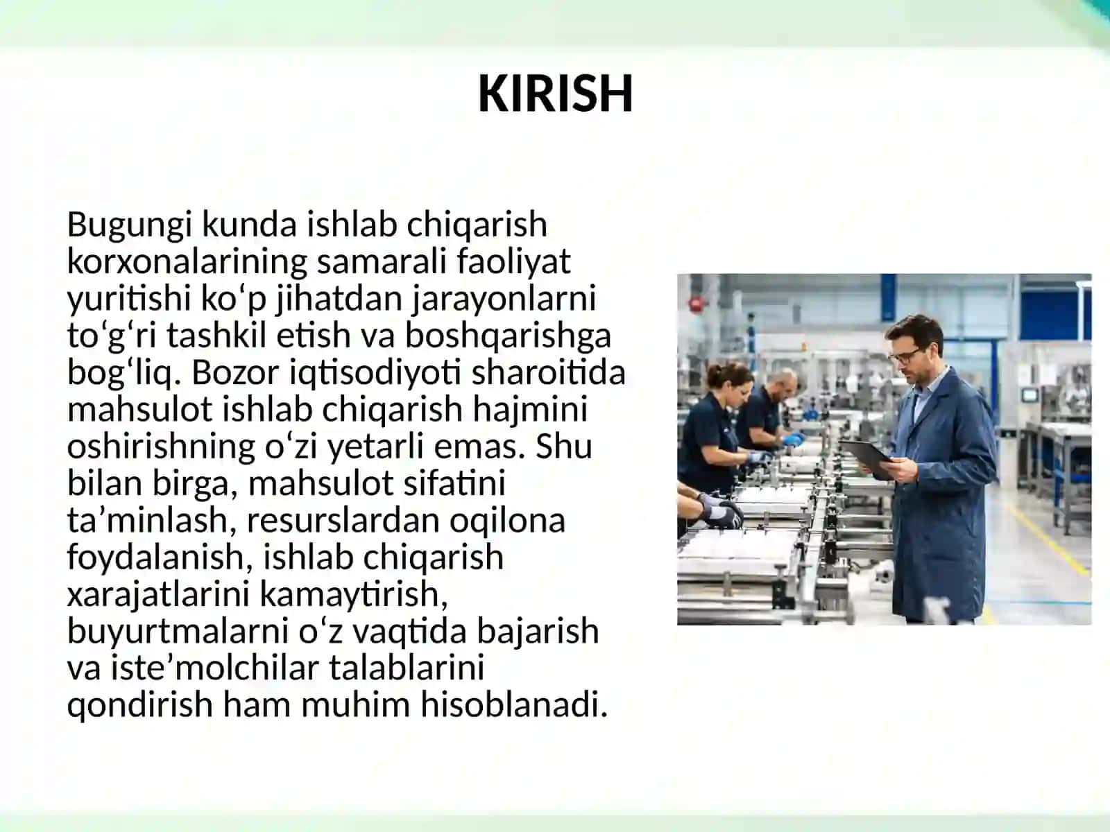 Jarayonlarni boshqarishni tashkil etish 2