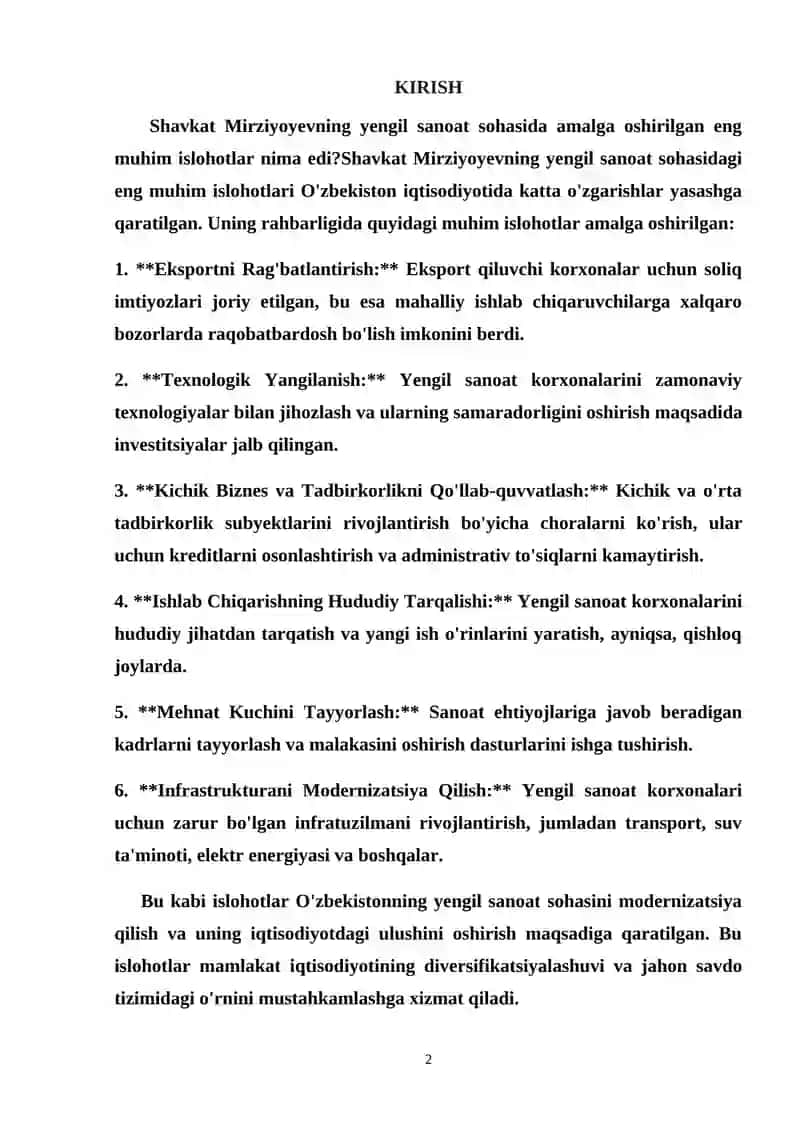 Mitkal assortimentdagi to’qima ishlab chiqarish korxonasini loyihalash kurs ishi 2