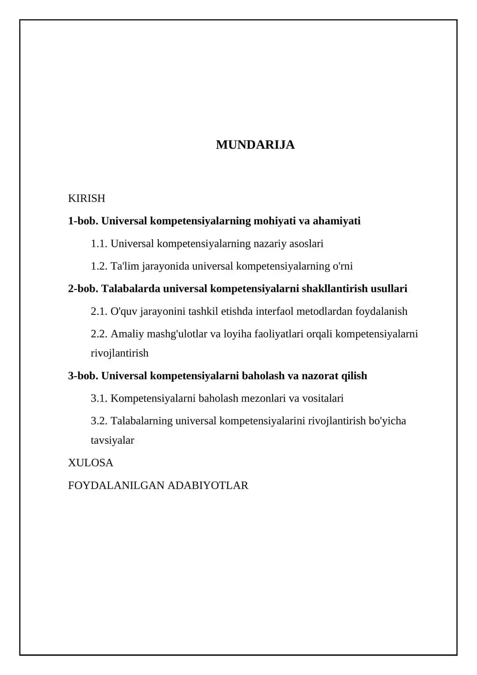 Universal kompetensiyalarni rivojlantirish 2