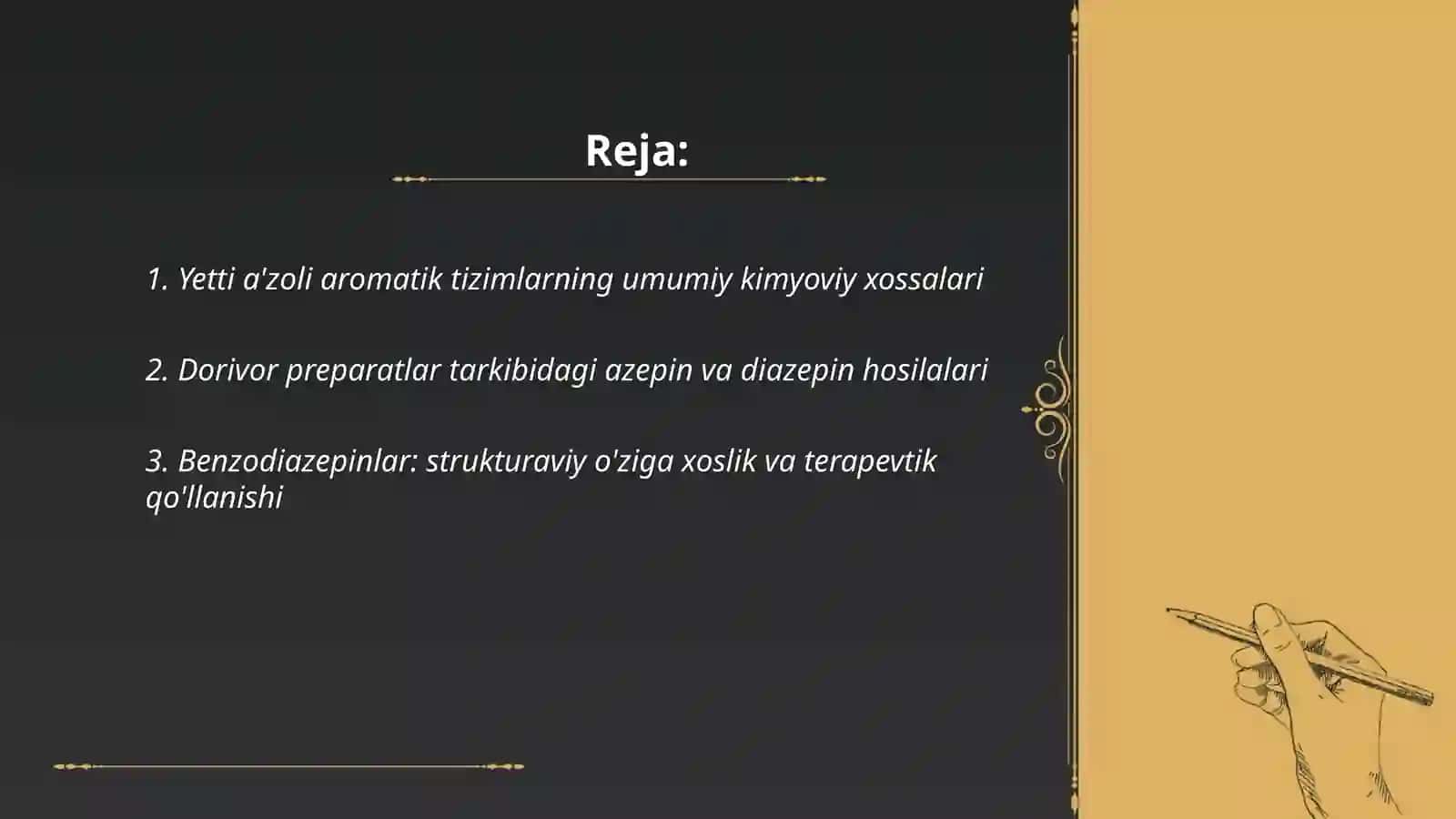Yetti a'zoli aromatik tizimlarning umumiy kimyoviy xossalari 2