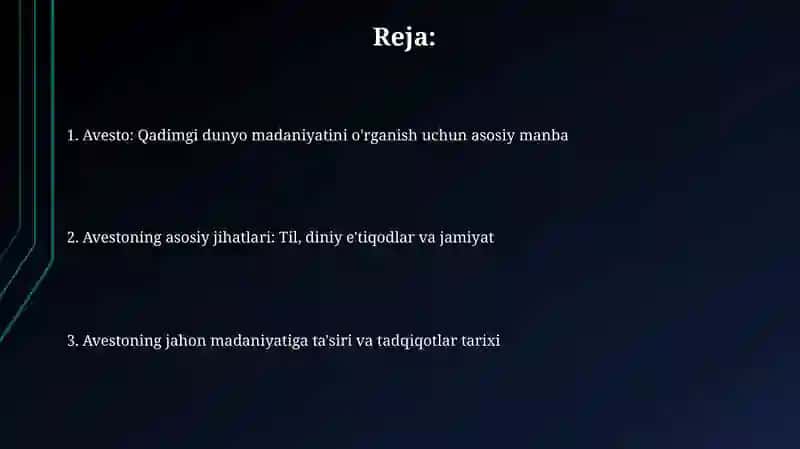 Avesto qadimgi dunyo madaniyati organishi muhim manba sifatida 2