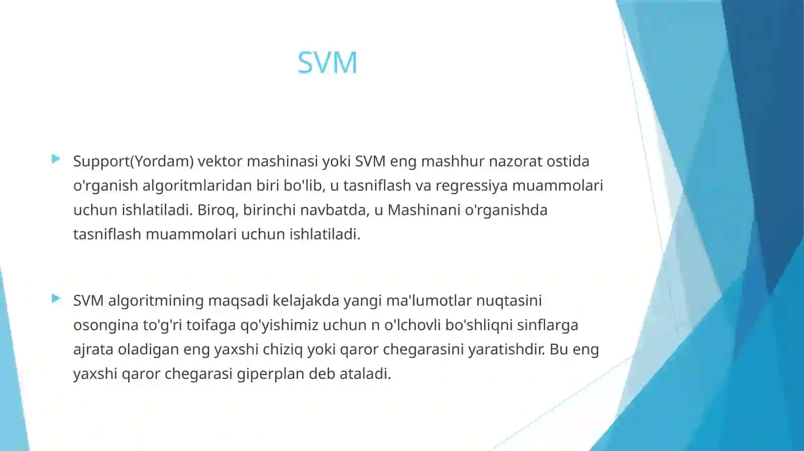 Support Vector Machine Algorithm 2