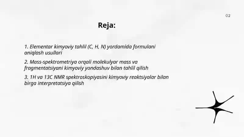 Kimyoviy usullar asosida nomalum organik brikmalarni tuzulishini aniqlash 2