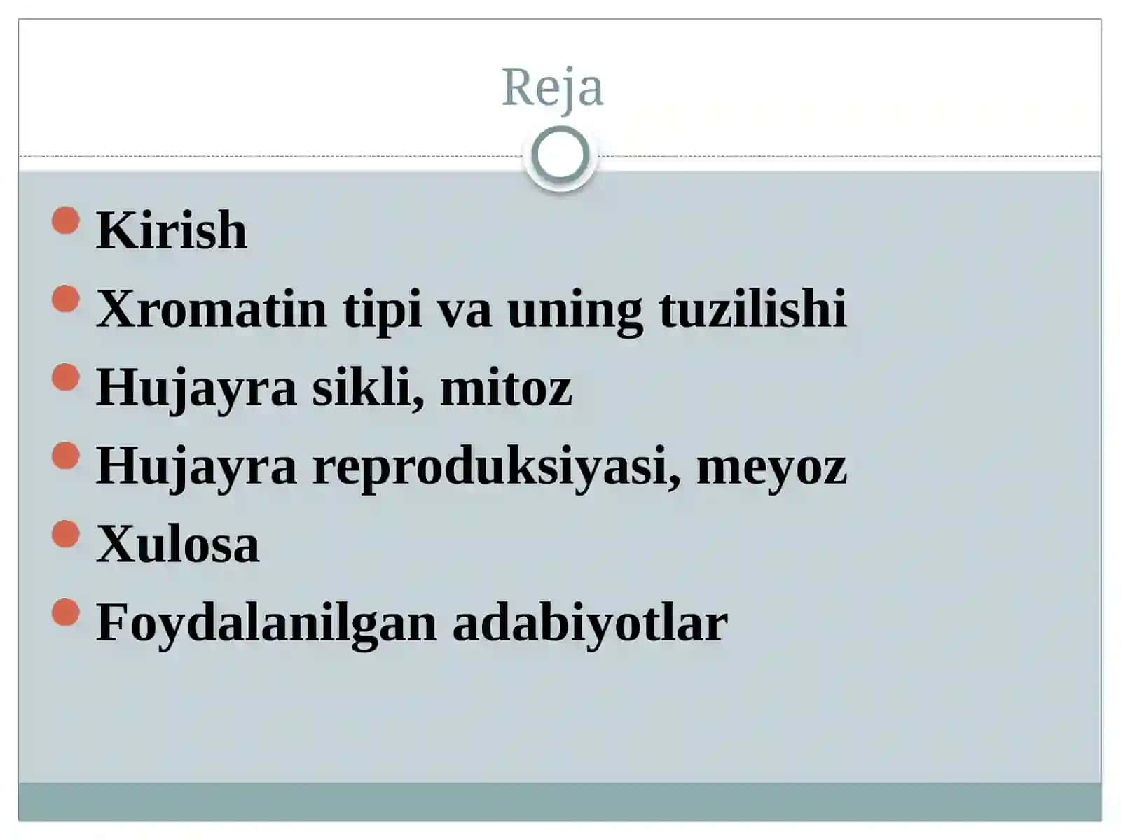 Hujayrasiklik va hujayra bo'linishi: xromatin tuzilishi, mitoz va meyoz 2