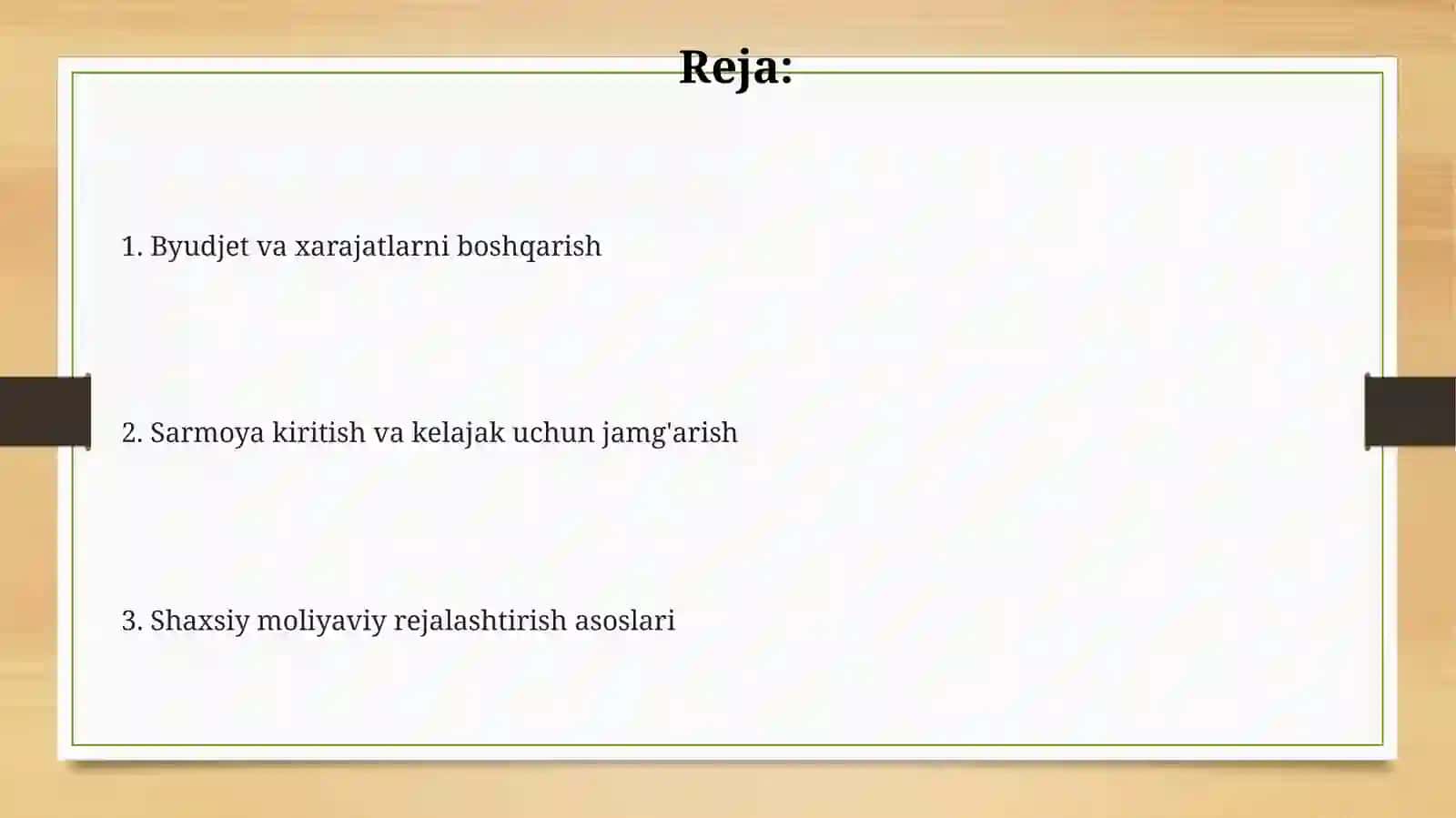 Shaxsiy moliyani rejalashtirish 2