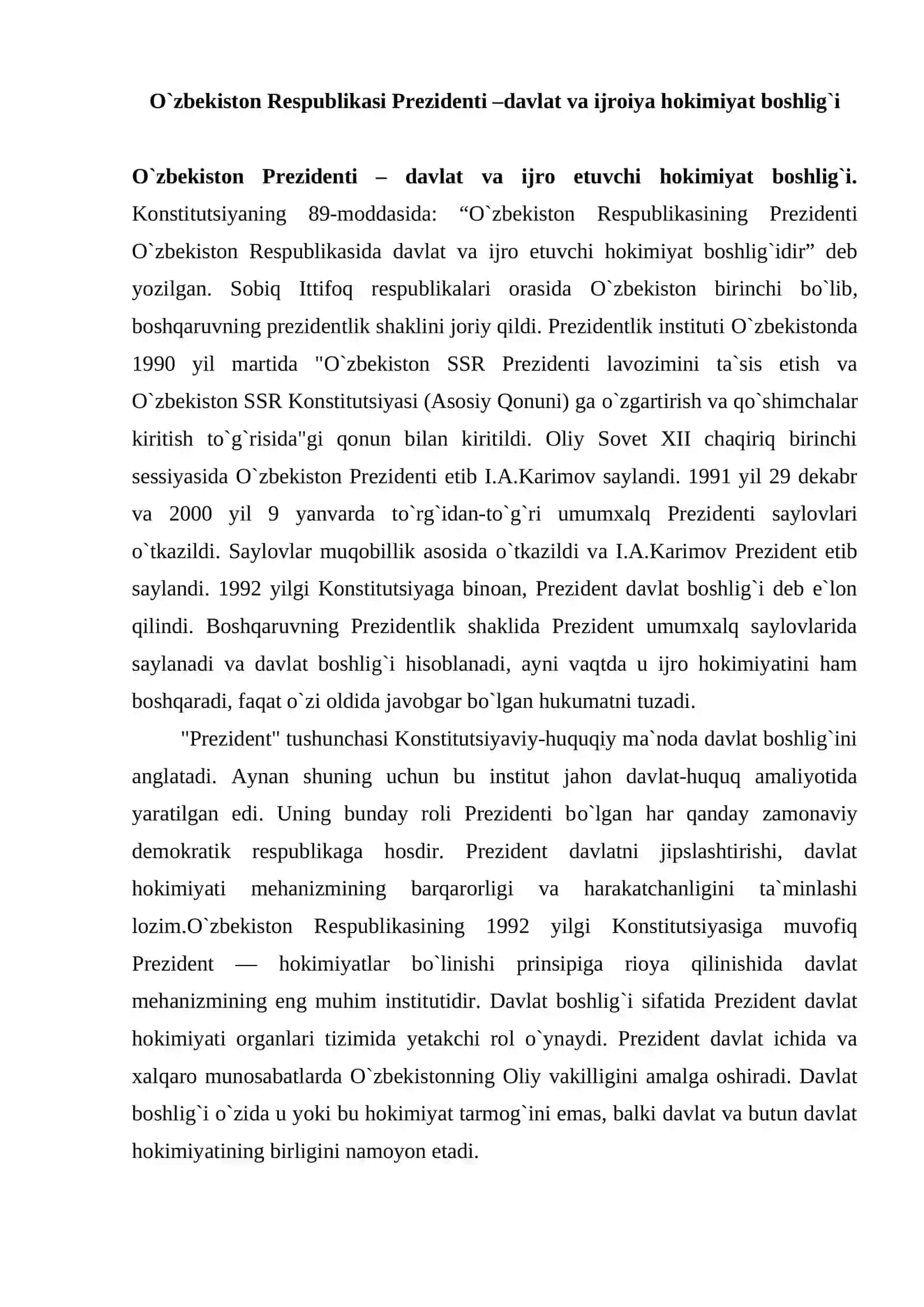 O'ZBEKISTON RESPUBLIKASI HUKUMATINI TASHKIL ETISH TARTIBI UNING TARKIBI VA FAOLIYATINI AMALGA OSHIRISH YO’NALISHLARI 2