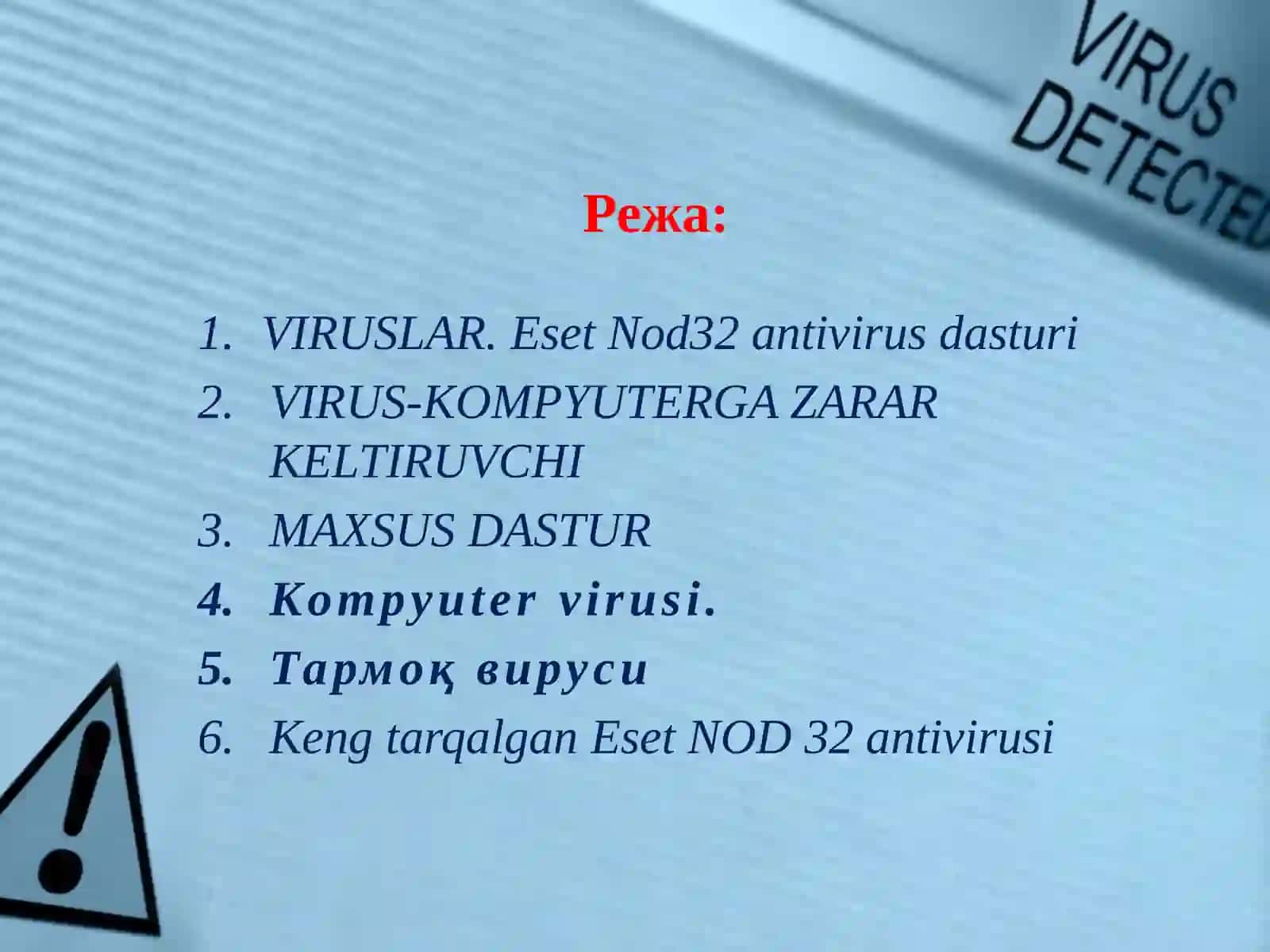 Axborotlarni himoyalash va antivirus  haqida 2