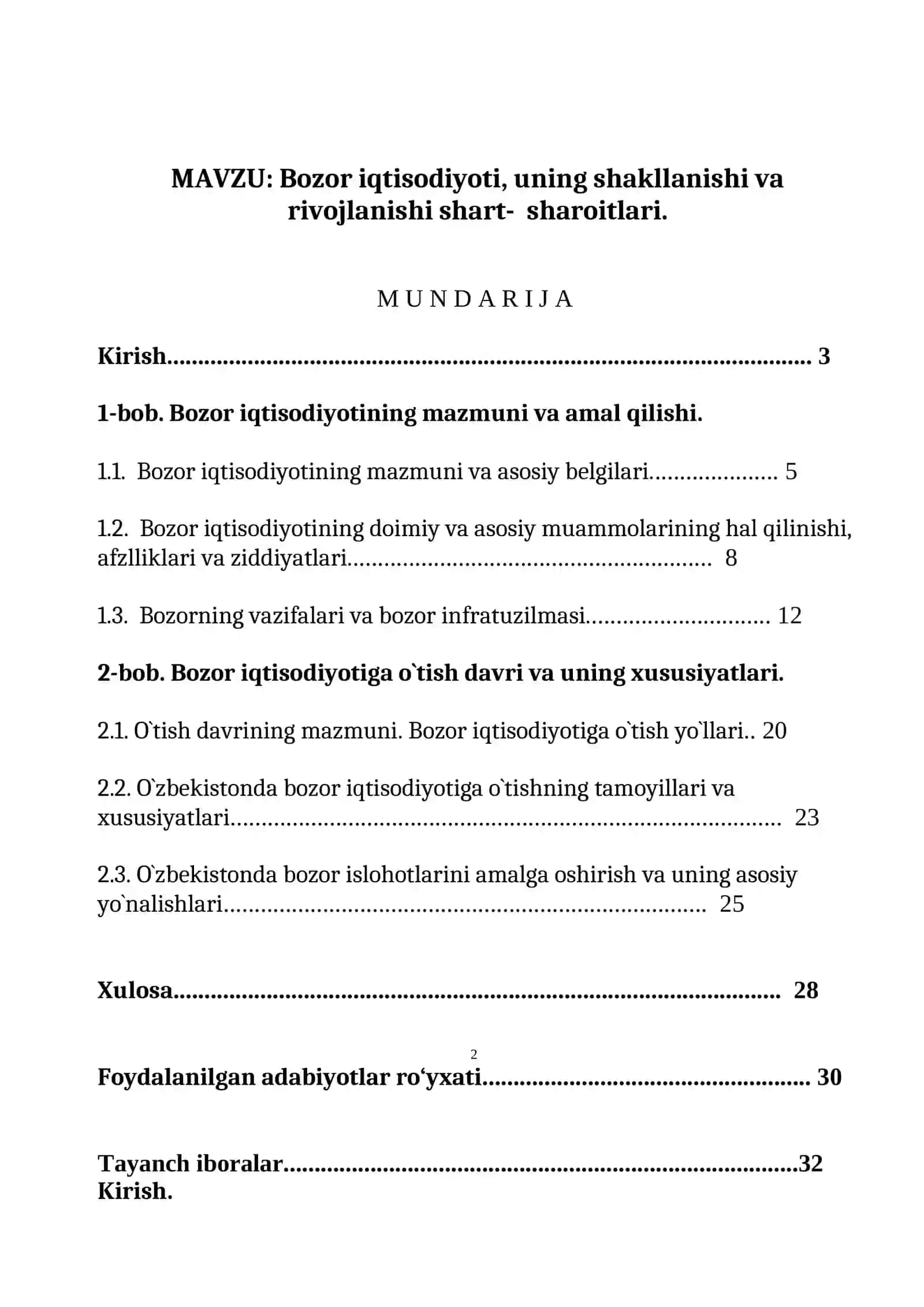 Bozor iqtisodiyoti, uning shakllanishi va rivojlanishi shart- sharoitlari 2