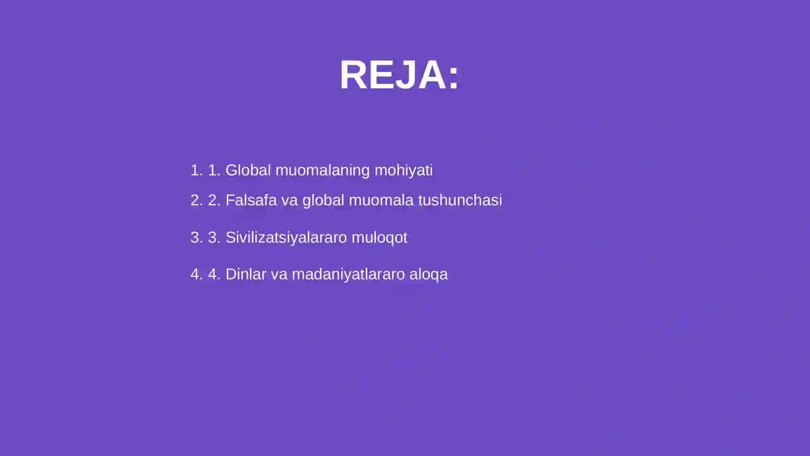 Global muomalar falsafasi 2