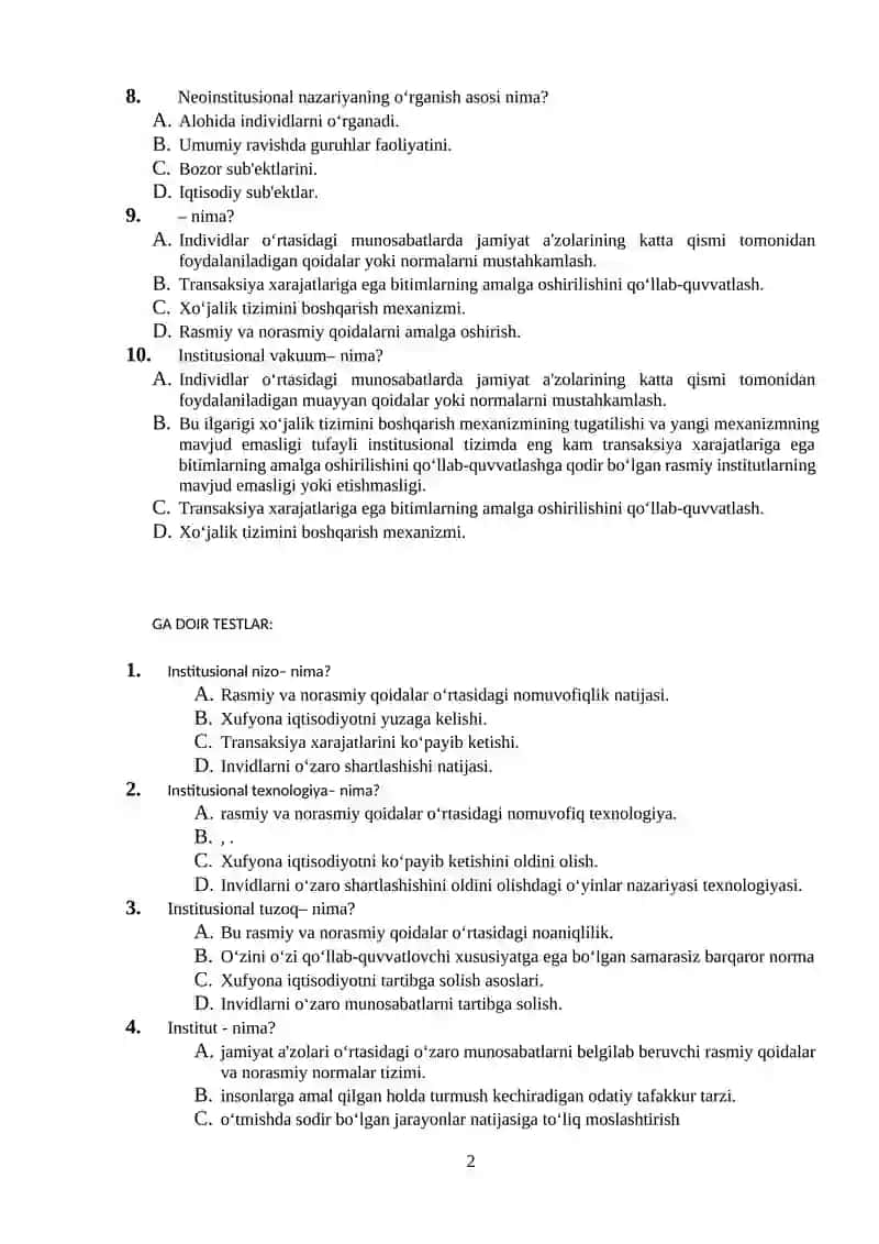 Institusional iqtisodiyot nazariyalari 2