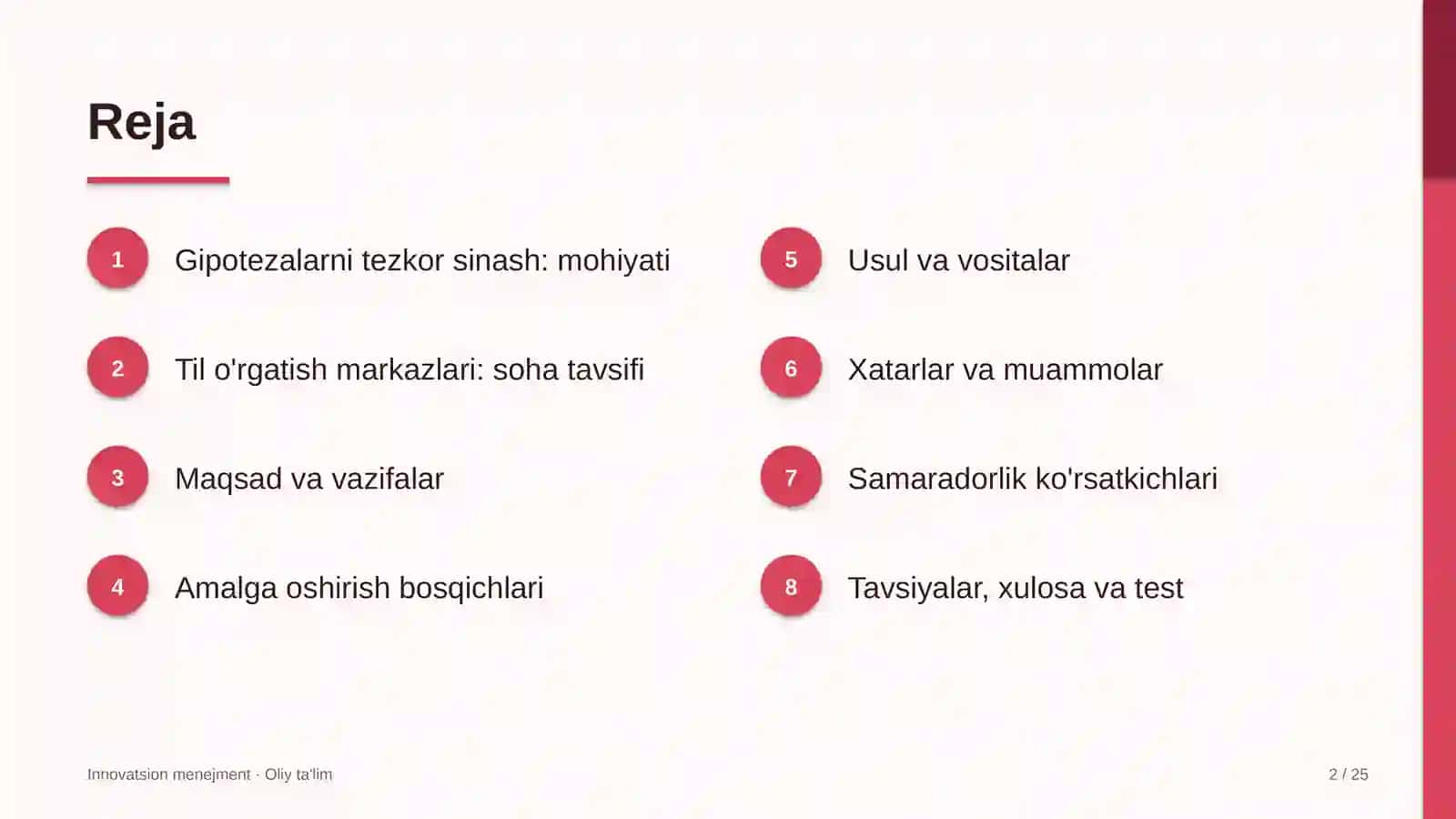 til o'rgatish markazlarida gipotezalarni tezkor sinash 7505 2